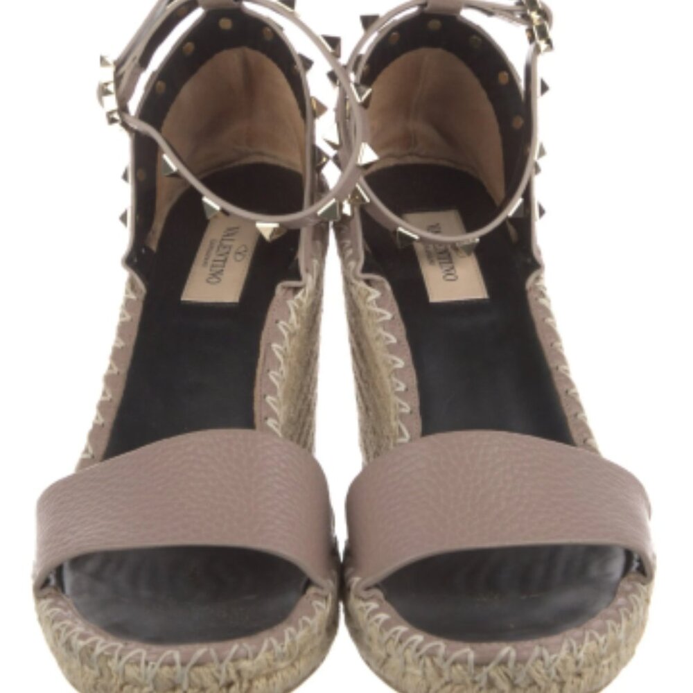 VALENTINO Leather Studded Accents Slingback Sandals Women's Size: 9 | IT 39